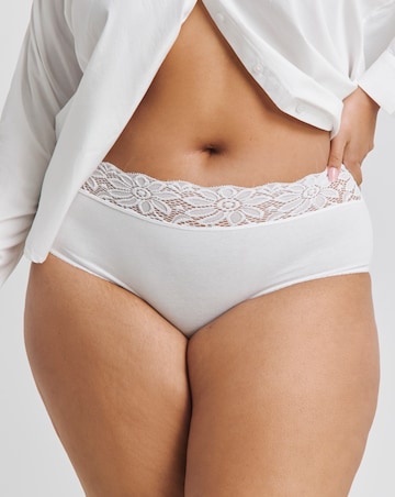 Pretty Secrets (5 Pack) Lace Top Full Brief Knickers Navy/White