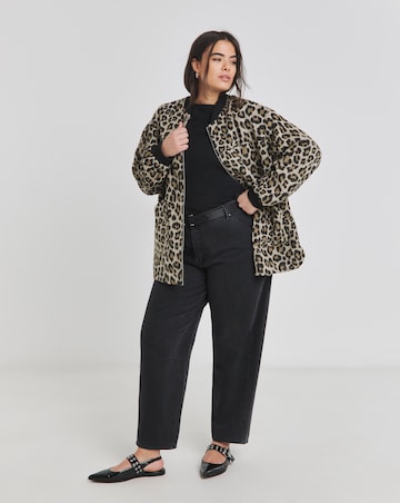 Leopard Print Soft Zip Through Bomber Jacket