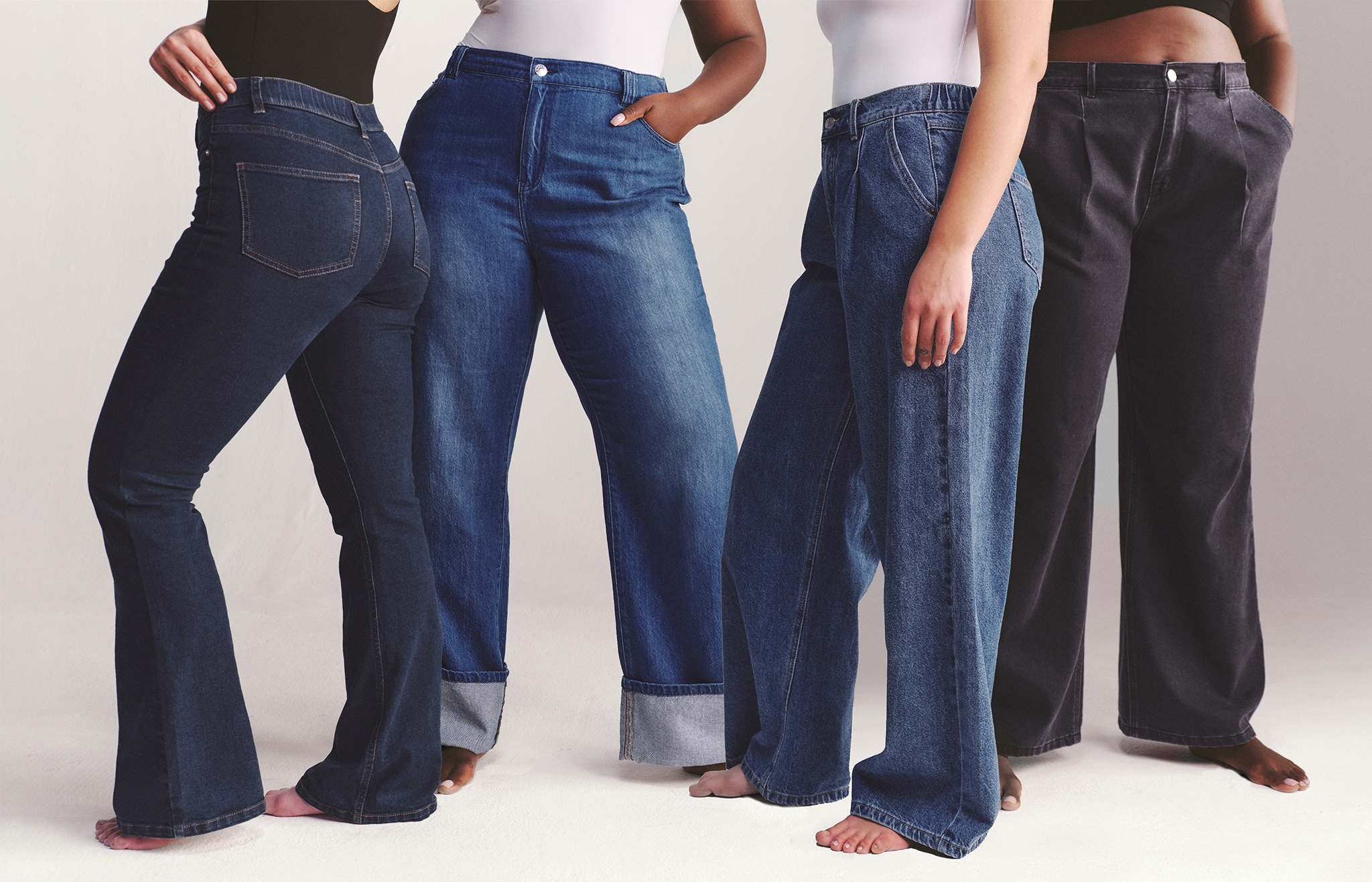 Models wearing four of our new season jeans