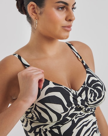 Fantasie Aruba Nights Twist Front Wired Adjustable Leg Swimsuit Black/Cream
