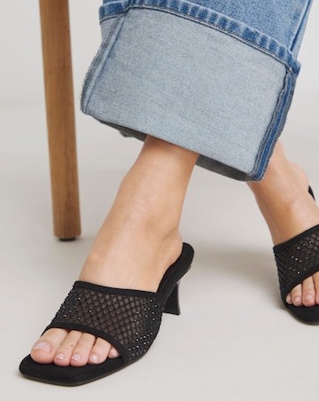 Paloma Diamante Mesh Kitten Heel Mule - Extra Wide Fit (E)