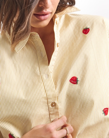 Strawberry Embroidered Stripe Shirt