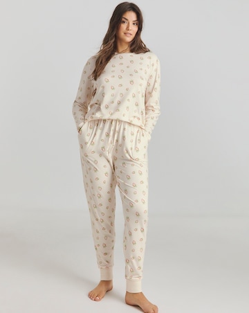 Chelsea Peers Jersey Ditsy Strawberry Print Crew Pyjama Set