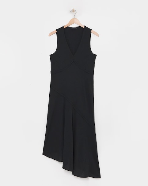 Simply Be - Women's Crepe Asymmetric Slip Dress - Size 12 - Black - 100% Recycled Polyester