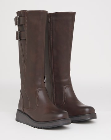 Heavenly Feet Bernice Knee High Boots Curvy Calf Wide Fit