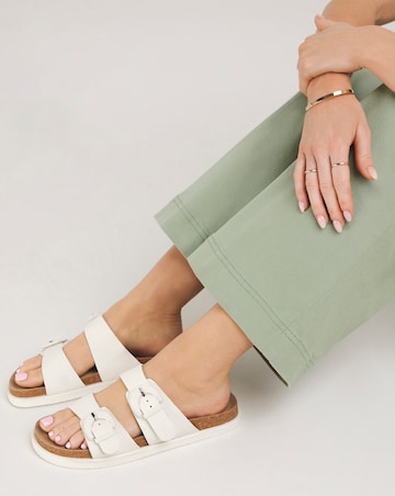 Alisha Leather Double Buckle Footbed Sandals Wide E Fit