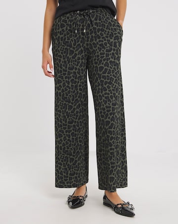 Jersey Waffle Leopard Print Wide Leg Trousers
