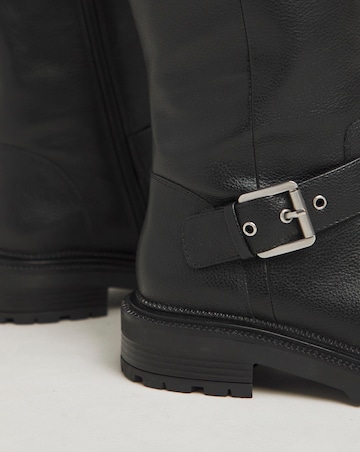 Eden Buckle Detail Knee High Boots Extra Wide EEE Fit Super Curvy Calf
