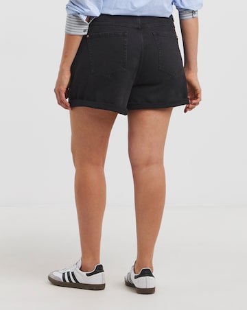 Simply Be Washed Black Authentic Denim Loose Mom Short
