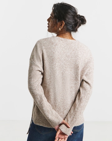 Simply Be Brushed Yarn Oatmeal Ballet Wrap Cardigan