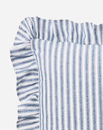 Sylvia Ruffled Stripe Cushion - Blue