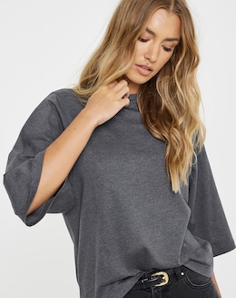 Charcoal Marl Kimono Sleeve T-Shirt