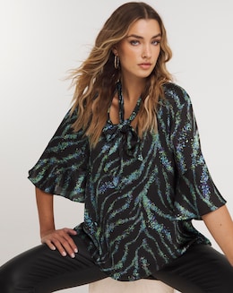 Joanna Hope Tie Neck Blouse