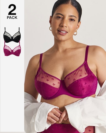 Pretty Secrets (2 Pack) Hannah Bow Full Cup Bras (B-G)