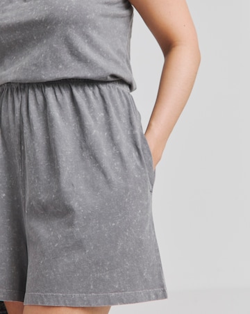 Grey Acid Wash Cotton Jersey Bandeau Playsuit