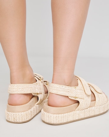 Nyra Raffia Chunky Footbed Sandals Extra Wide EEE Fit