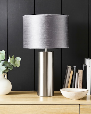 Sadie Silver and Grey Velvet Table Lamp