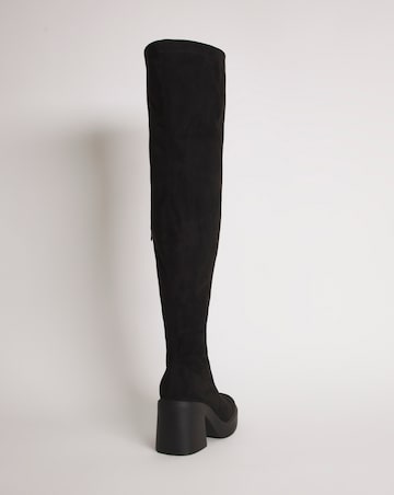 Birdie Stretch Over The Knee Heeled Boots Extra Wide EEE Fit Super Curvy Calf