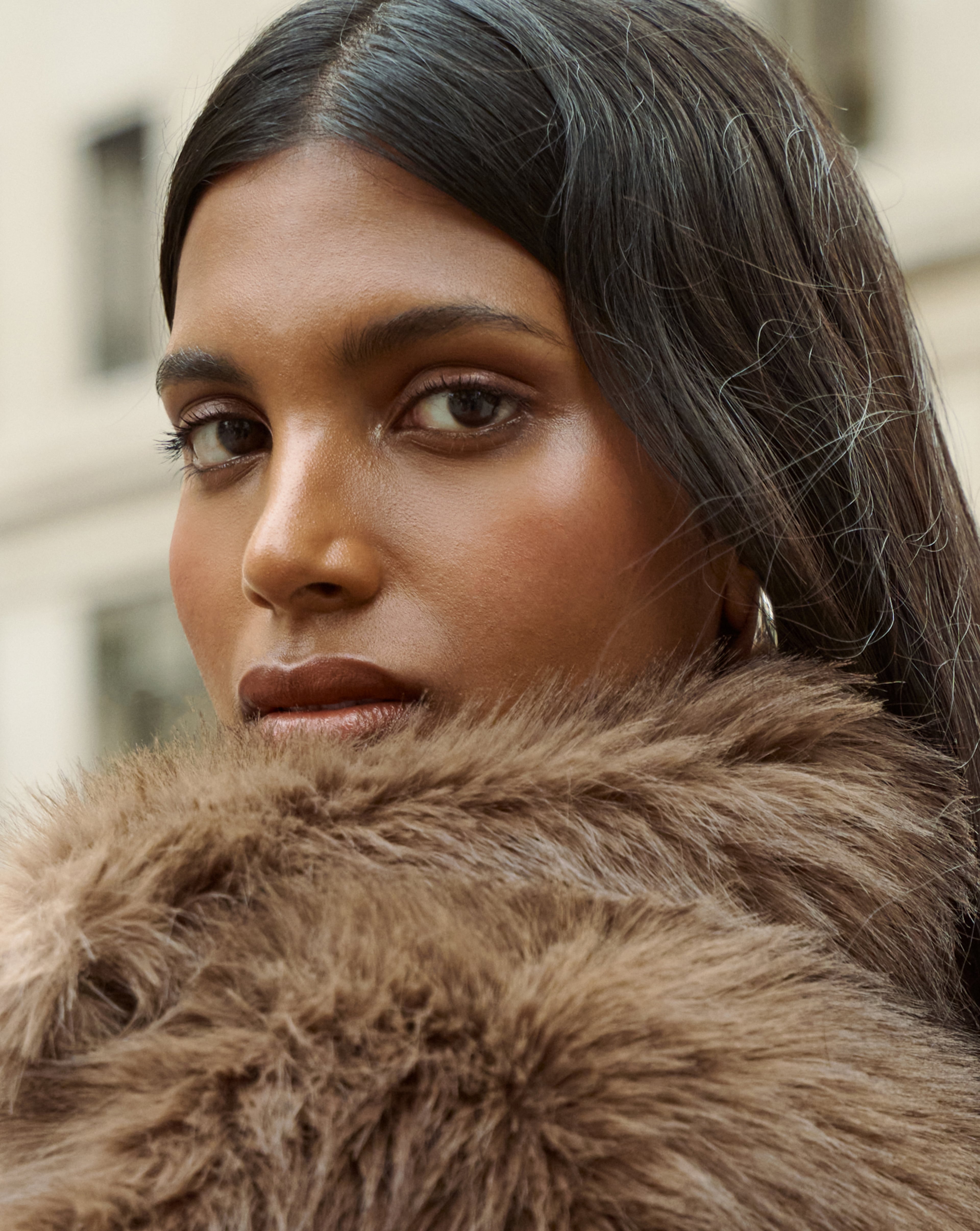 Close-up of models face with radiant skin
