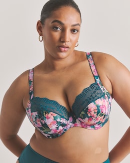 Elomi Lucie Plunge Wired Bra Teal Floral