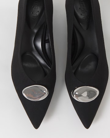 Nevis Kitten Heel Hardware Trim V Cut Court Shoes - Wide Fit (E)