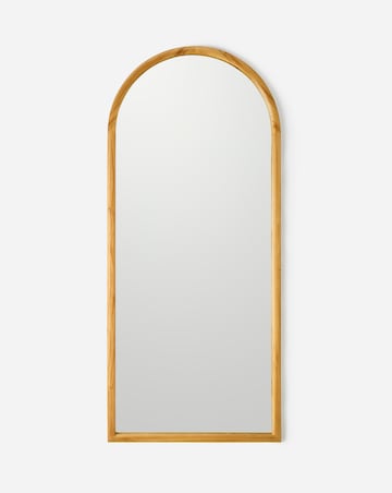 Light Wood Arch Leaner Mirror