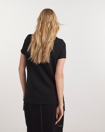 Black Longline Pink Sequin Lips Tee