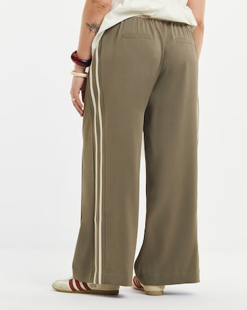 Simply Be Khaki Side Stripe Contrast Waistband Trouser