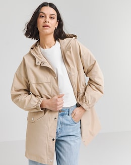 Stone Hooded Waisted  Parka