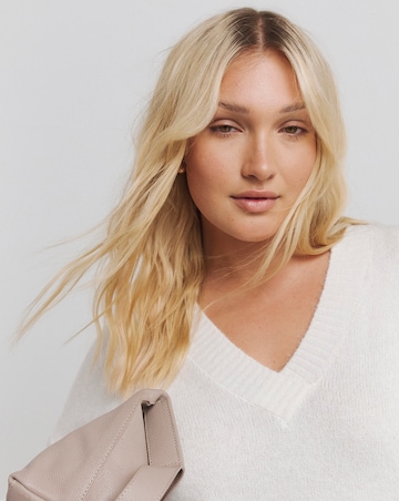 Ivory Slouchy V Neck Longline Jumper