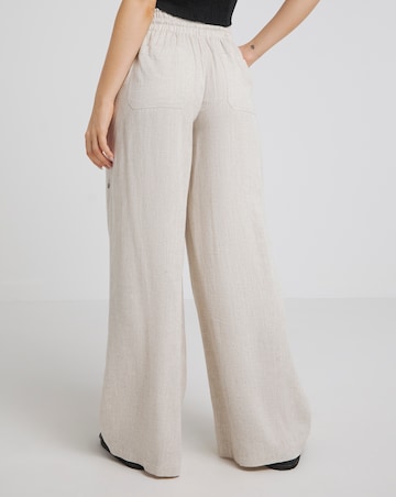 Stone Tie Waist Linen Wide Leg Trouser