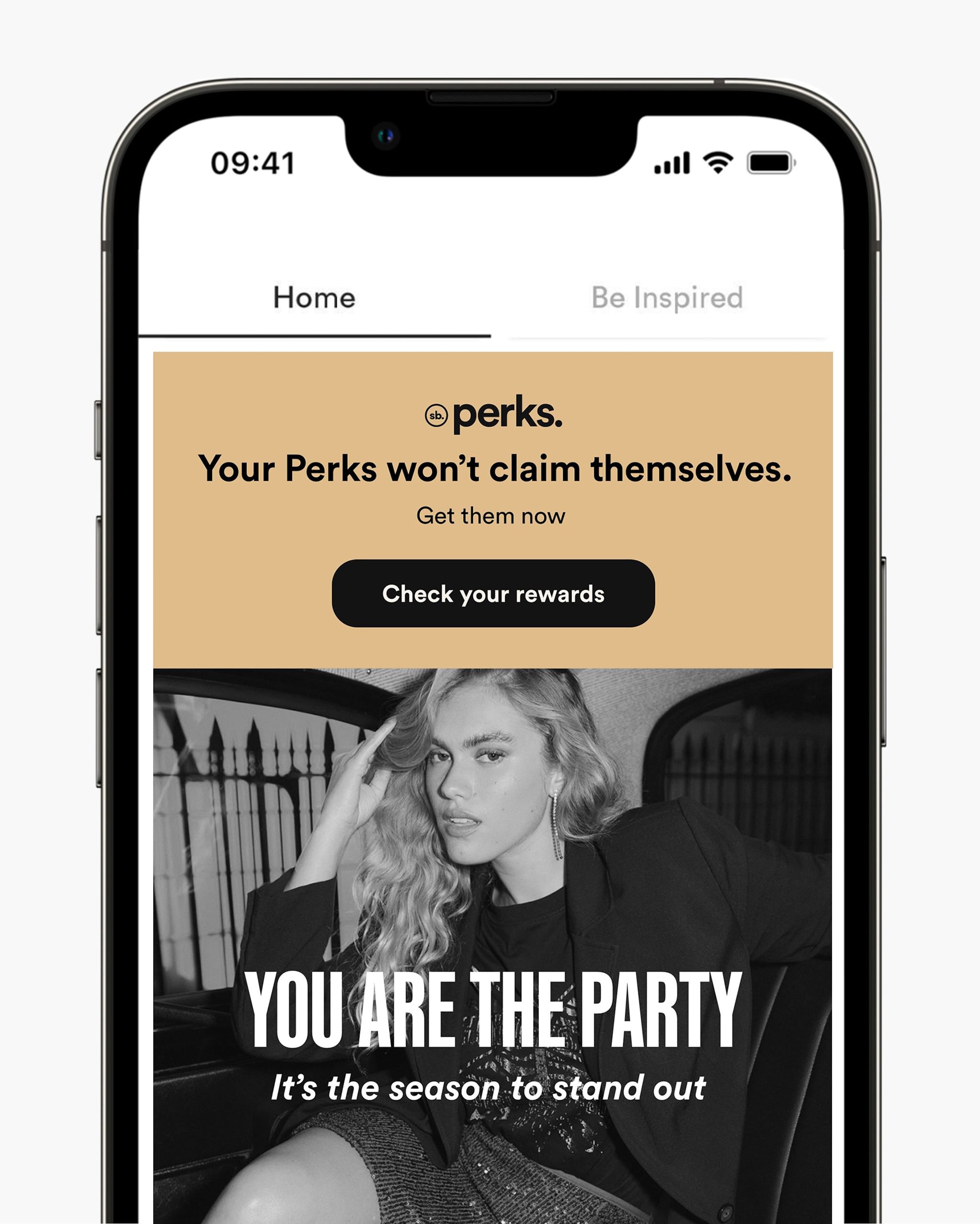 A screen of a mobile phone showing a perks page