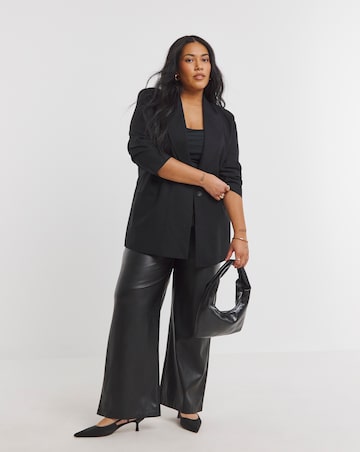 Black Relaxed Linen Blend Blazer