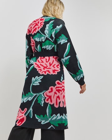 Hope & Ivy Vintage Rose Belted Coatigan