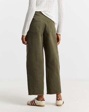 Olive Dart Detail Barrel Leg Jeans