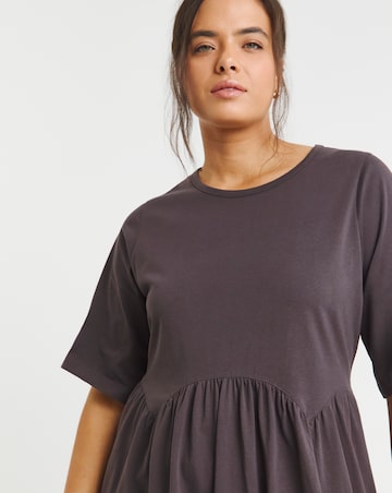 Chocolate Jersey Smock Midi Dress With Pockets