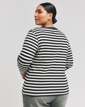 Black & Ivory Stripe Ribbed Long Sleeve Top