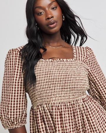 Nobody's Child Brown Gingham Elsa Midi Dress