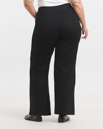 Black Stretch Wide Leg Pull On Jeggings