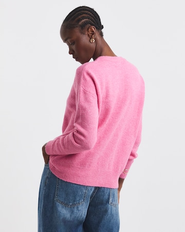 Cosy Yarn Pink Crew Neck Cardigan