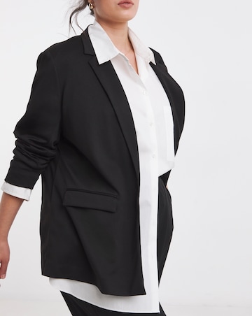 Black Stretch Ponte Jersey Relaxed Blazer
