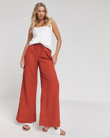 Terracotta Textured Wide Leg Trousers