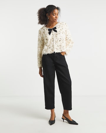 Joanna Hope Faux Fur Sequin Jacket