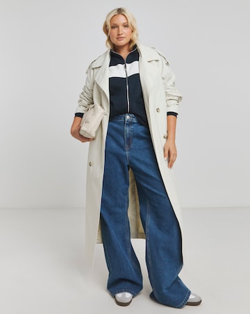 Navy Stripe Zip Through Sweatshirt