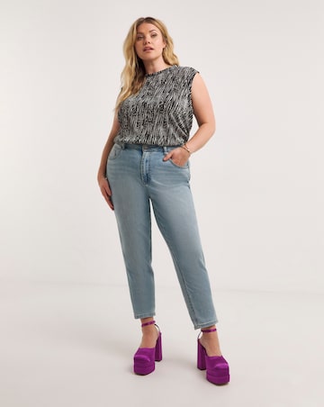 Zebra Print Plisse High Neck Swing Top