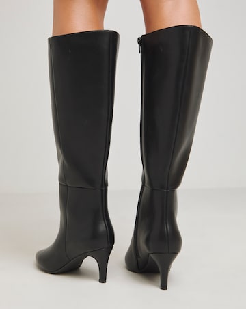 Asha Straight Loose Fit Kitten Heel Boots Wide E Fit Standard Calf