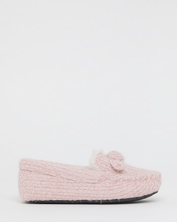 Judy Knitted Moccasin Slippers - Extra Wide Fit (EEE)