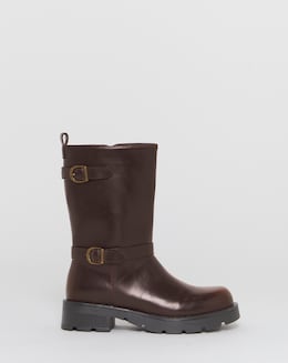 Flutter Chunky Biker Calf Boots - Extra Wide Fit (EEE)