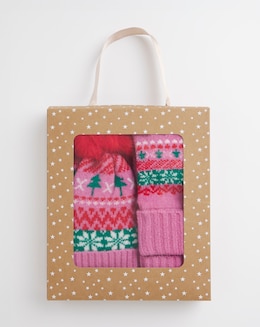 Novelty Fairisle Hat &amp; Glove Gift Set