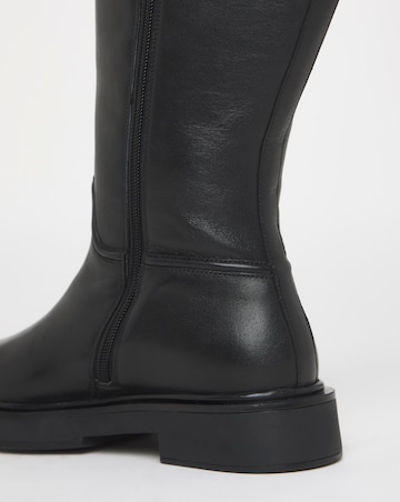 Berry Leather Knee High Riding Boots Wide E Fit Curvy Calf